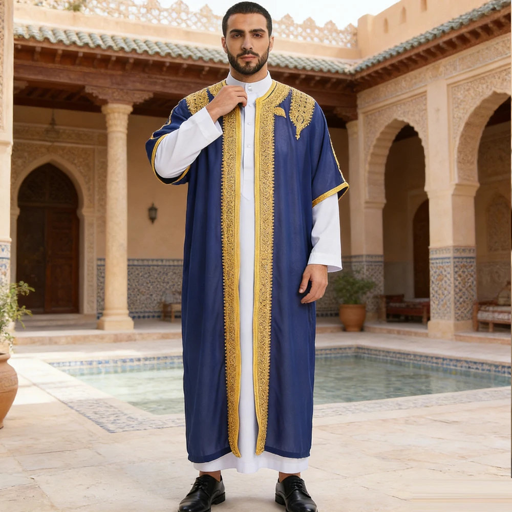 

Мужская арабская вышитая роба: традиционный тоб, джубба, джеллаба, кимоно, абайя, даффа, дишдаша для праздника Ид