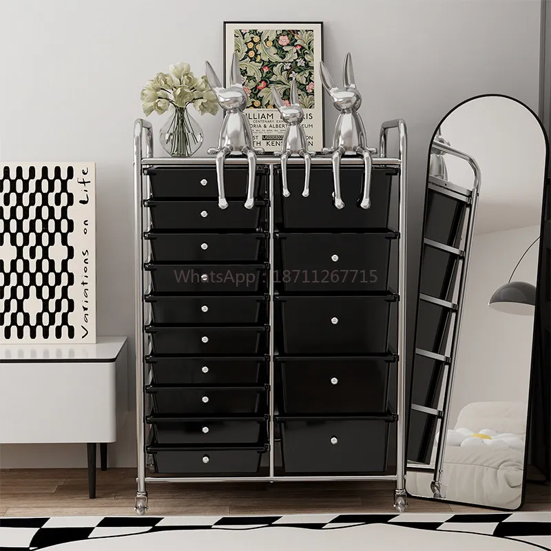 Drawer Storage Cabinet Shelf Bedroom Locker Cabinet Cosmetics Storage Rack Storage Rack Black Cart