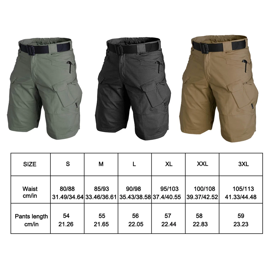 Pantaloncini da uomo Activewear Cotone Corsa Ciclismo Ciclismo Pantaloni corti multitasche Lavabili Caccia all'aperto per Nero XXL