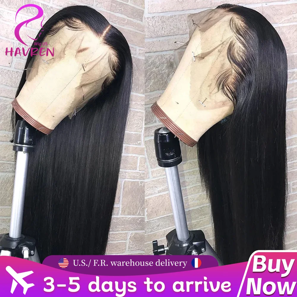 

Парик Havren с прямой текстурой, плотностью 200%, с HD-кружевом, 13x6, 13x4, из натуральных бразильских человеческих волос, идеально прямые.