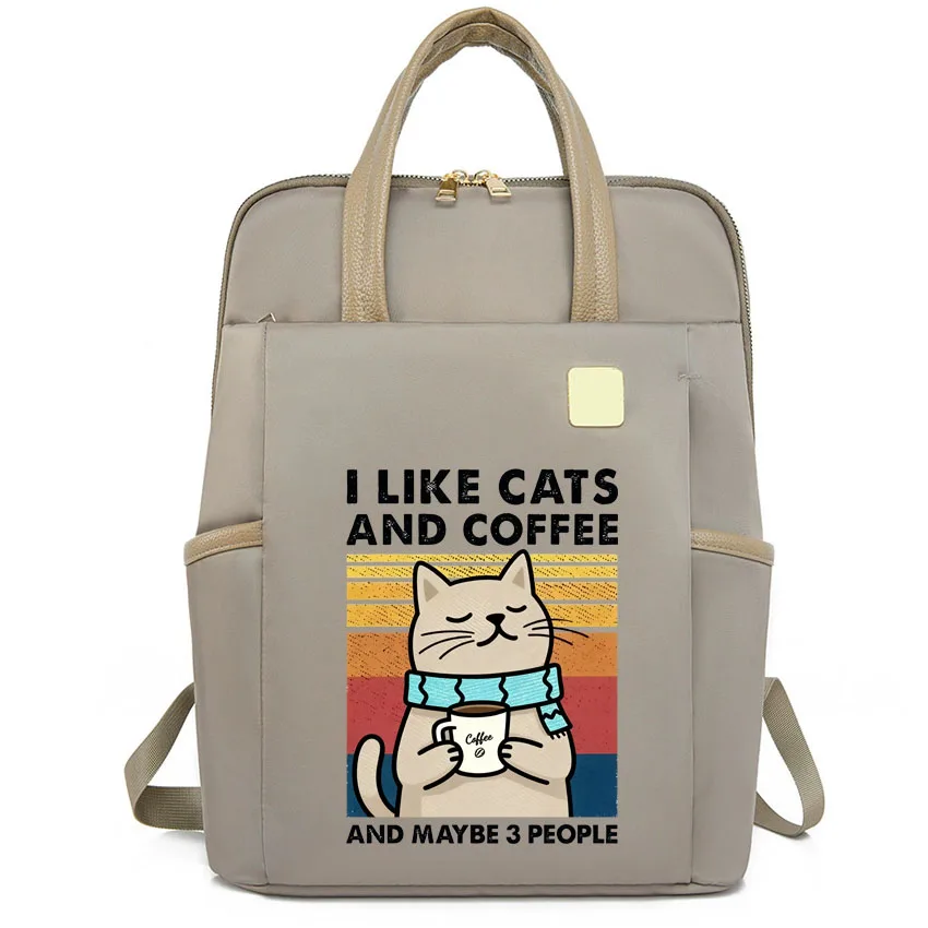 

I Like Cats And Coffee Street Printing Classic Backpack Women Men Computer Bag Fashion Casual Female Backpack Carry-on Bag
