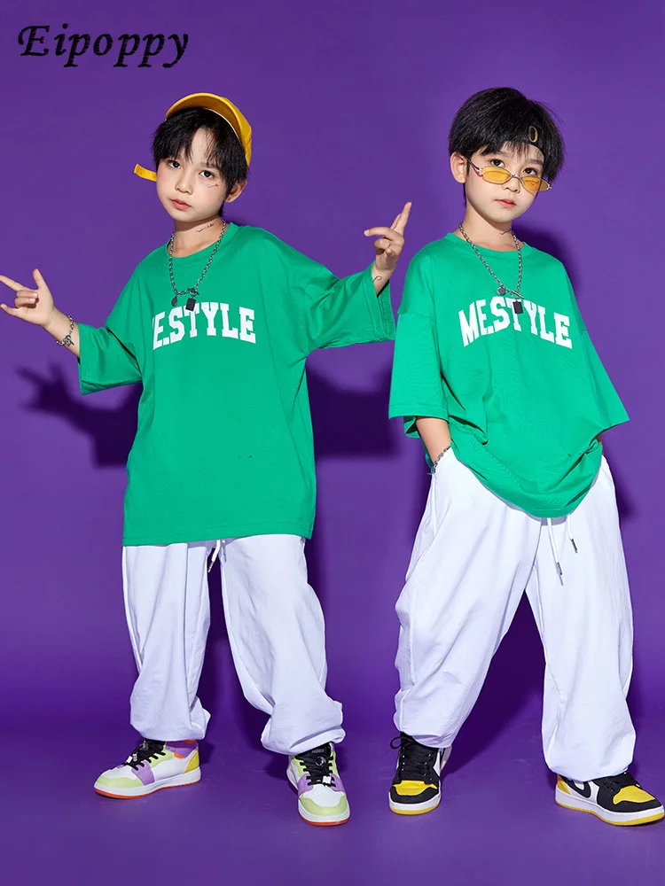 بدلة أطفال فضفاضة بأكمام قصيرة ، ملابس هيب هوب عصرية للأولاد ، وسيم