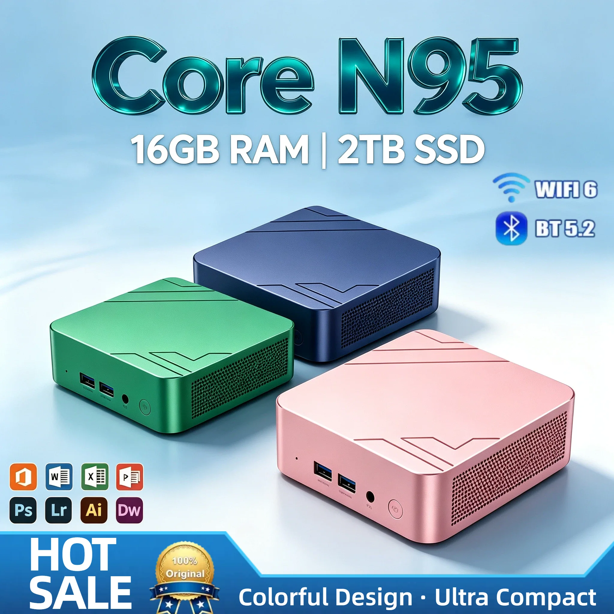 インテルn95高速ミニデスクトップ-16gb-ddr4-2tb-ssd-トリプル4kモニター-wifi6-bluetooth-52-冷却機能付き-リモートホームオフィスプロ