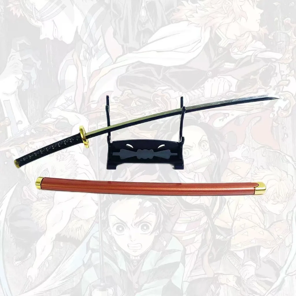 9.5inch Demon Slayer Genya Shinazugawa Metal Katana Sword Japanese Katana Sabre Original Samurai Sabre Ninja Blade Cosplay Prop