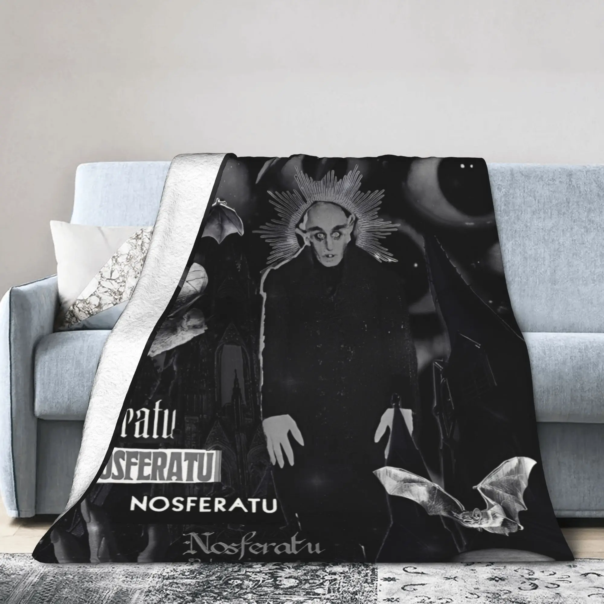 Nosferatu Vampire Dracula Plush Blanket Horror Movie Halloween Funny Throw Blanket for Home 200x150cm Soft