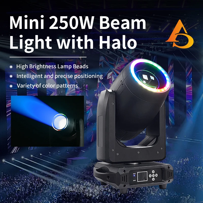 Mini 250W 8R Beam Moving Head Light with Aperture Effect for Disco DJ Wedding Nightclub Stage Light