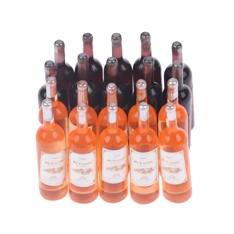 10Pcs 1/12 Dollhouse Mini Wine Bottle Sparkling Water Set Dollhouse Simulation Drinks Model Toys Dollhouse Decor Accessories