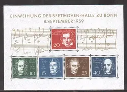 Federal Republic of Germany, 1959, Beethoven, Real Original, MNH