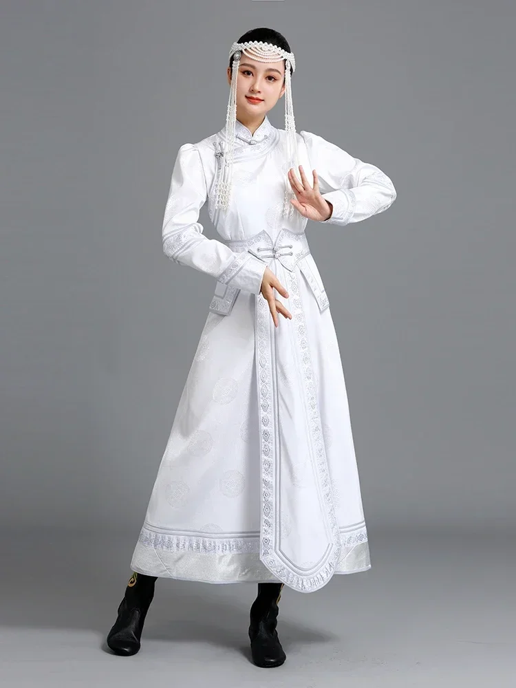 Mongoolse kleding dames lange rok high-end jurk dansvoorstelling welkom jurk eendelige set