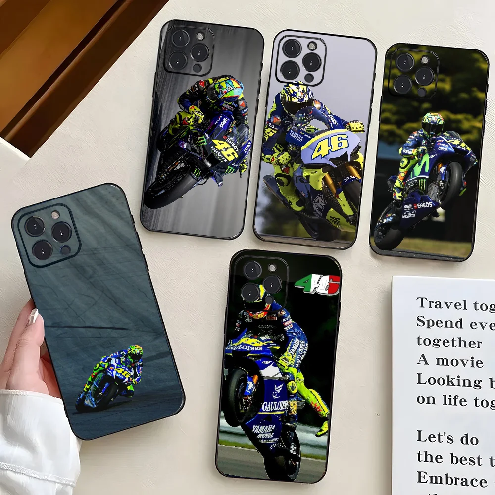 1PC V-ValentinoS R-Rossies 46 Motorcycle Phone Case Silicone Soft For iPhone 16 15 14 13 12 11 X XR Plus Pro Max Plus