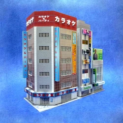 1:150  scale scene N-Scale Japanese Building Diorama 3D Paper Model  DIY Handmade Ornaments 3 commercial buildings