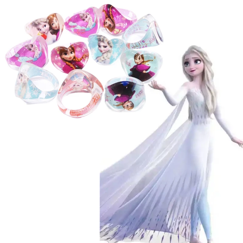 MINISO ديزني فروزن خواتم أطفال الكرتون الأميرة إلسا آنا الاكريليك خواتم الفتيات ألعاب الأطفال مجوهرات ديكور الحفلات اللعب الهدايا