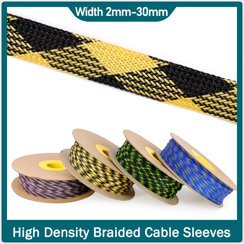 1-50m PET Expandable Braided Cable Sleeve 2mm-30mm Tight High Density Insulated Office Line Protection Wire Wrap Sheath