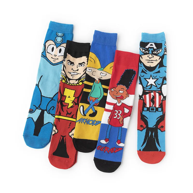 Anime Funny Socks Cosplay Superhero Cotton Cartoon Personality Socks Trend Stockings Adult Comics Socks Party