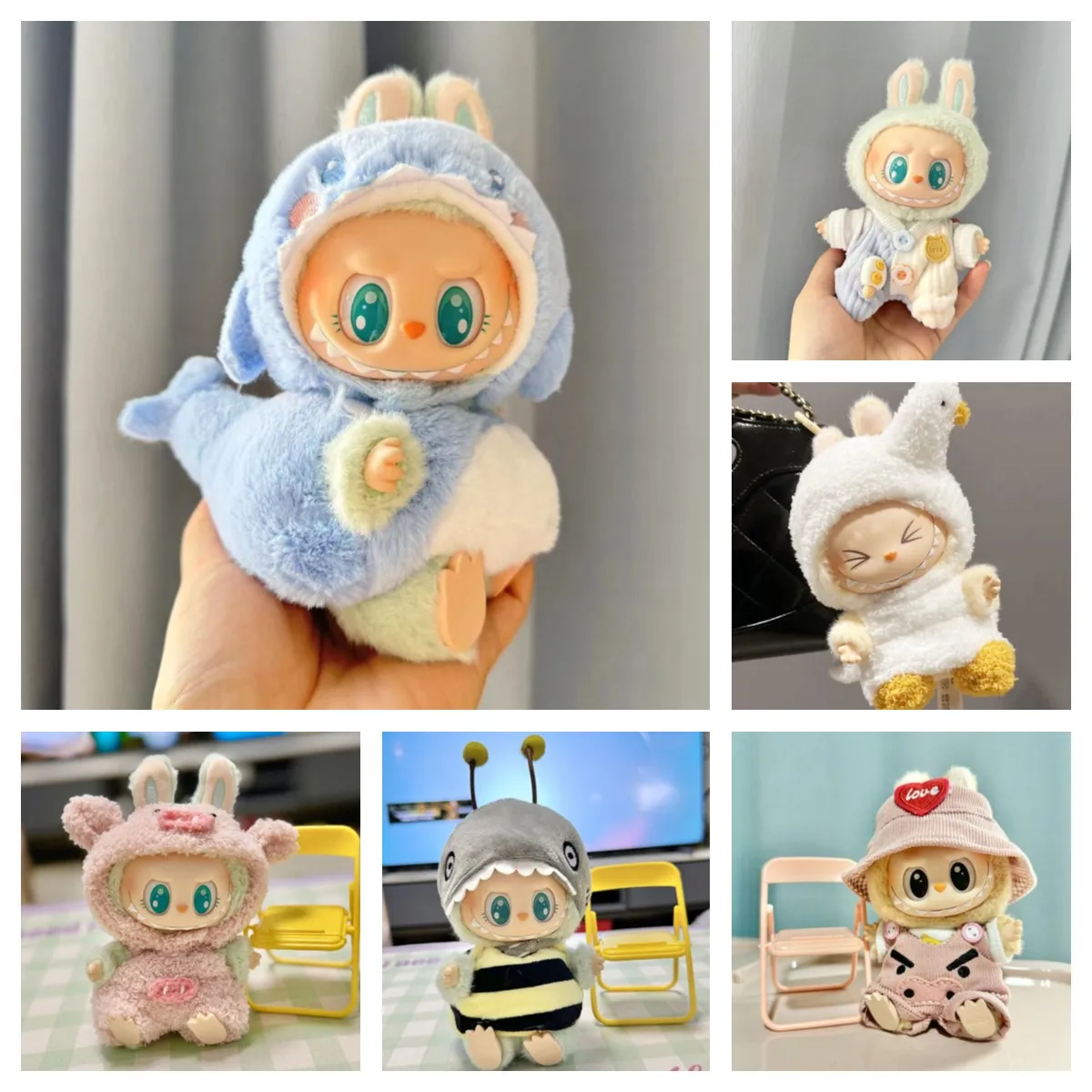 Mini Plush Doll'S Clothes Outfit Accessories For Korea Kpop Exo Labubu V1 V2 Idol Dolls Goose Dinosaur Macaron Clothing Gift