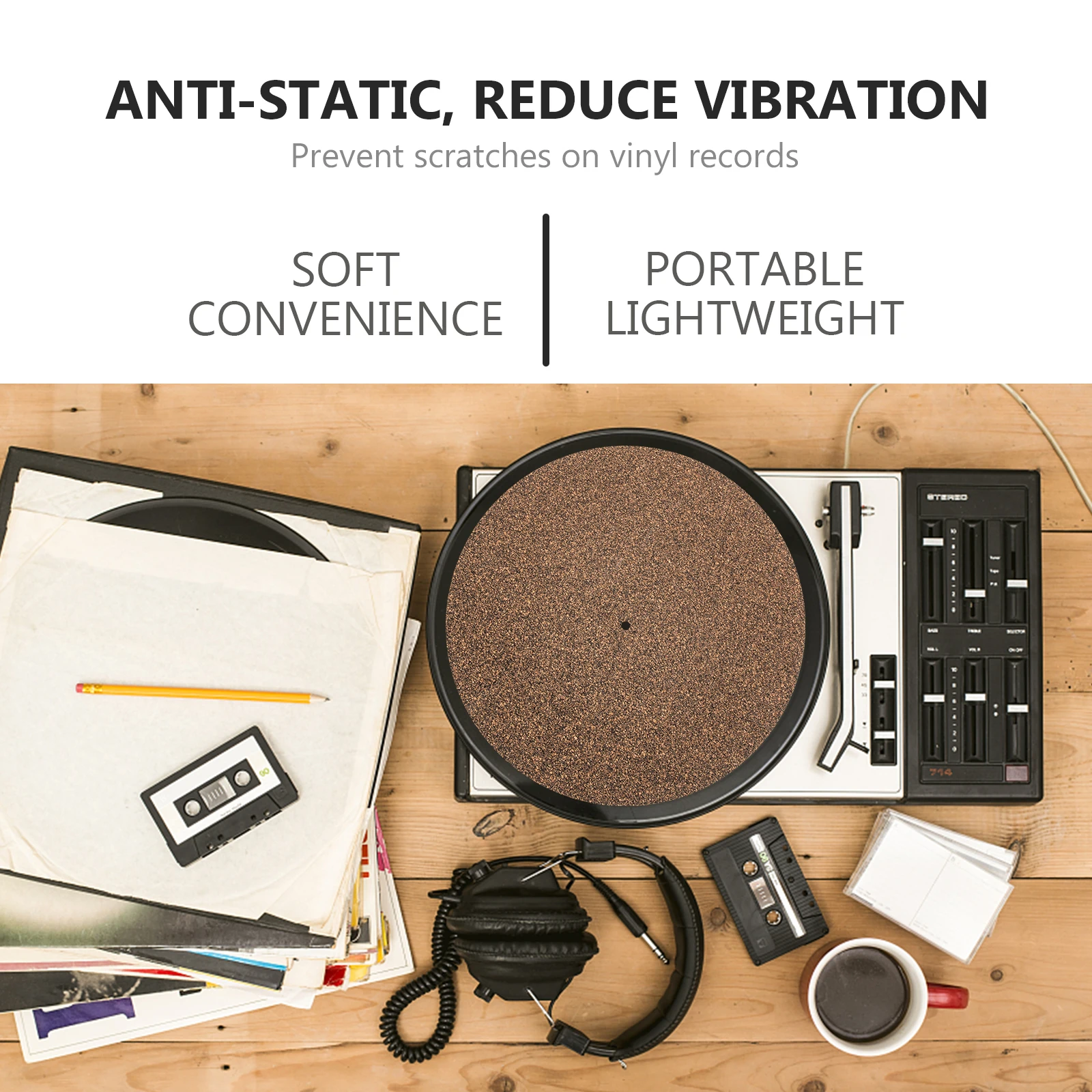 

Accessories Cork Record Mat Wood Turntable Turntables for Vinyl Records Cushions