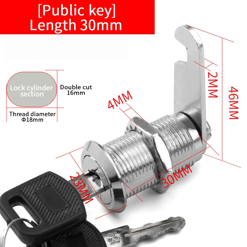 20 SETS Metalen Cilinderkast Beveiliging Locker Cam Lock Met 2 Sleutels Dezelfde Sleutel Verschillende Sleutel Beveiliging Brievenbus Slot Lade 16mm
