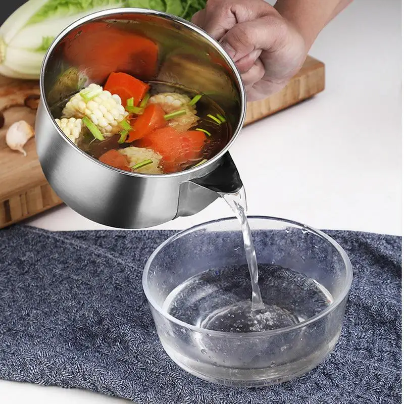 Oil Filtering Pot Large Capacity Kitchen Oil Strainer Pot 1.2L Household Grease Separator Portable Fat Separator For Frying Oil