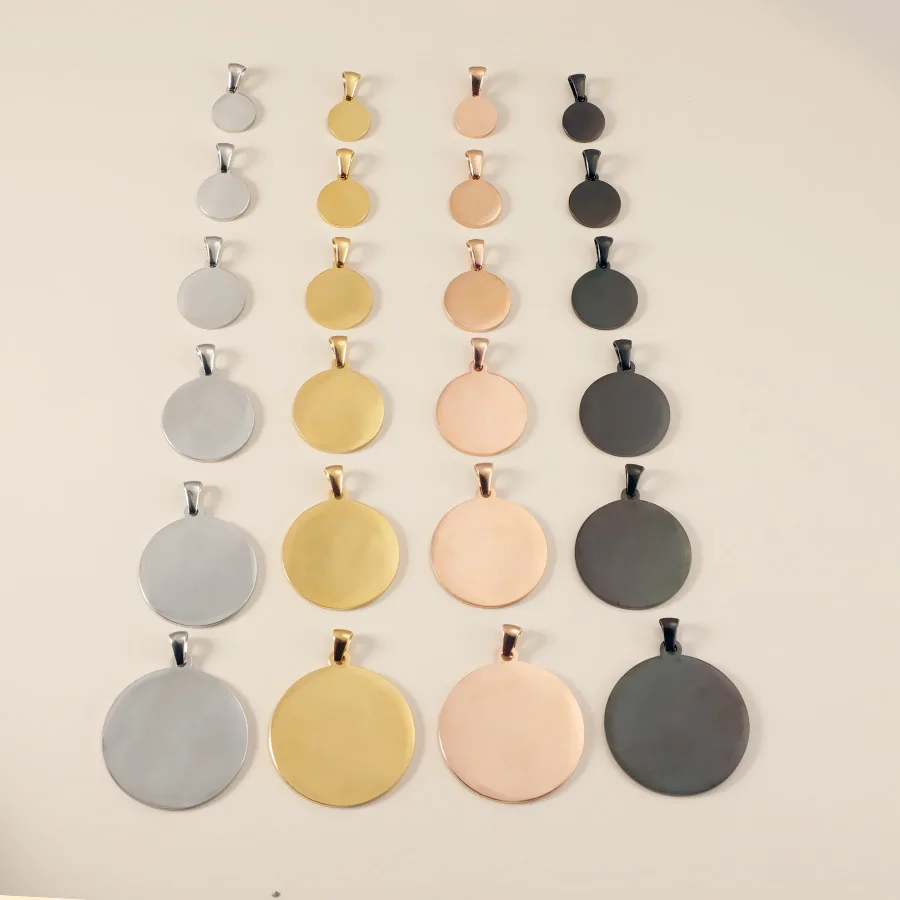 Fnixtar 20 Stück Edelstahl runde Scheibenanhänger mit Verschluss DIY Halskette Schmuck Zubehör hochglanzpoliert Großhandel – Detail 5