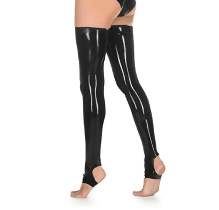 Hot Handmade Women Sexy Costumes Latex Stockings Socks Fetish Long Step Foot Plus Size XS-XXXL