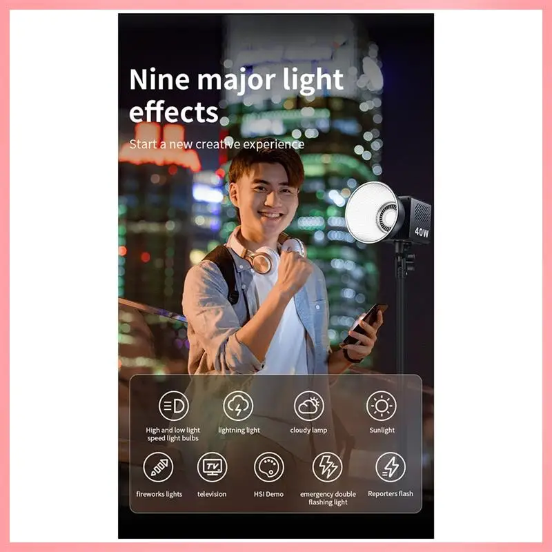 

N91R-M60 Handle Photo Studio Light COB Bi-Color CCT 2500-6500K CRI Greater Than Equal 95 TLCI Greater Than Equal 97 EU PLUG