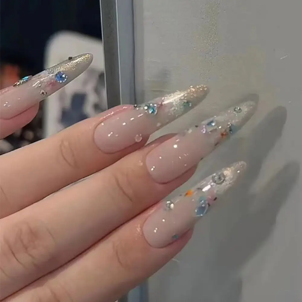 

24/30 шт. съемные блестящие накладные ногти с рисунком чернил позолоченные французские накладные ногти с полным покрытием Love типсы для женщин и девочек