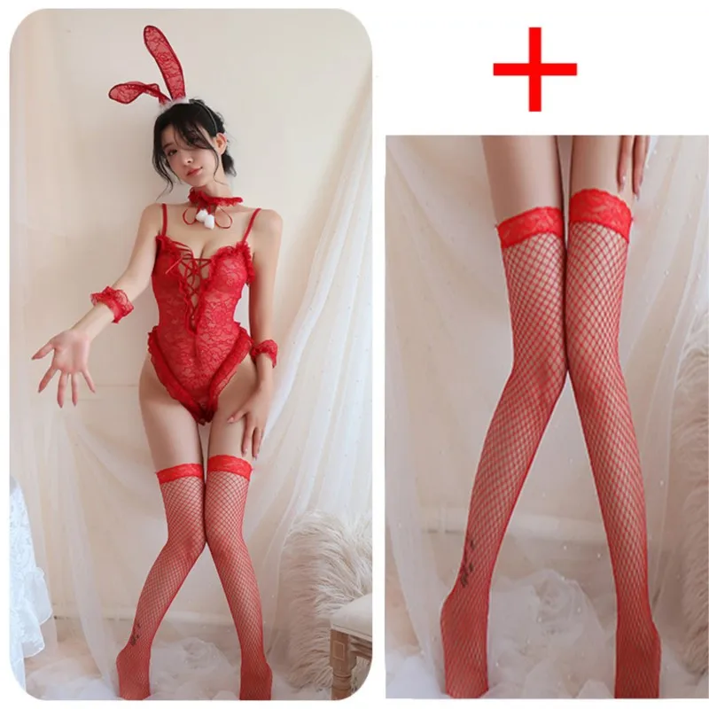 Sex lingerie Tight lace strap jumpsuit deep V uniform tempting cosplay ethical toys Women\'s pajamas fantasia Sex costumes xxx