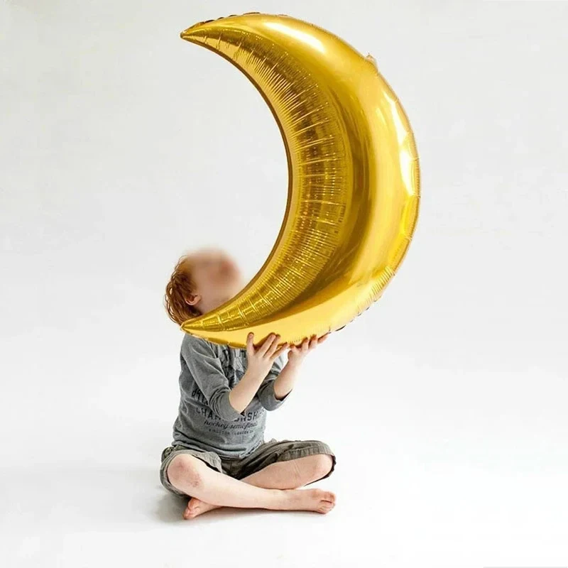 22inch Crescent Moon Foil Balloon Gold Silver Blue Pink Red Purple Helium Globos Baby Shower Kids Toy Birthday Party Decorations