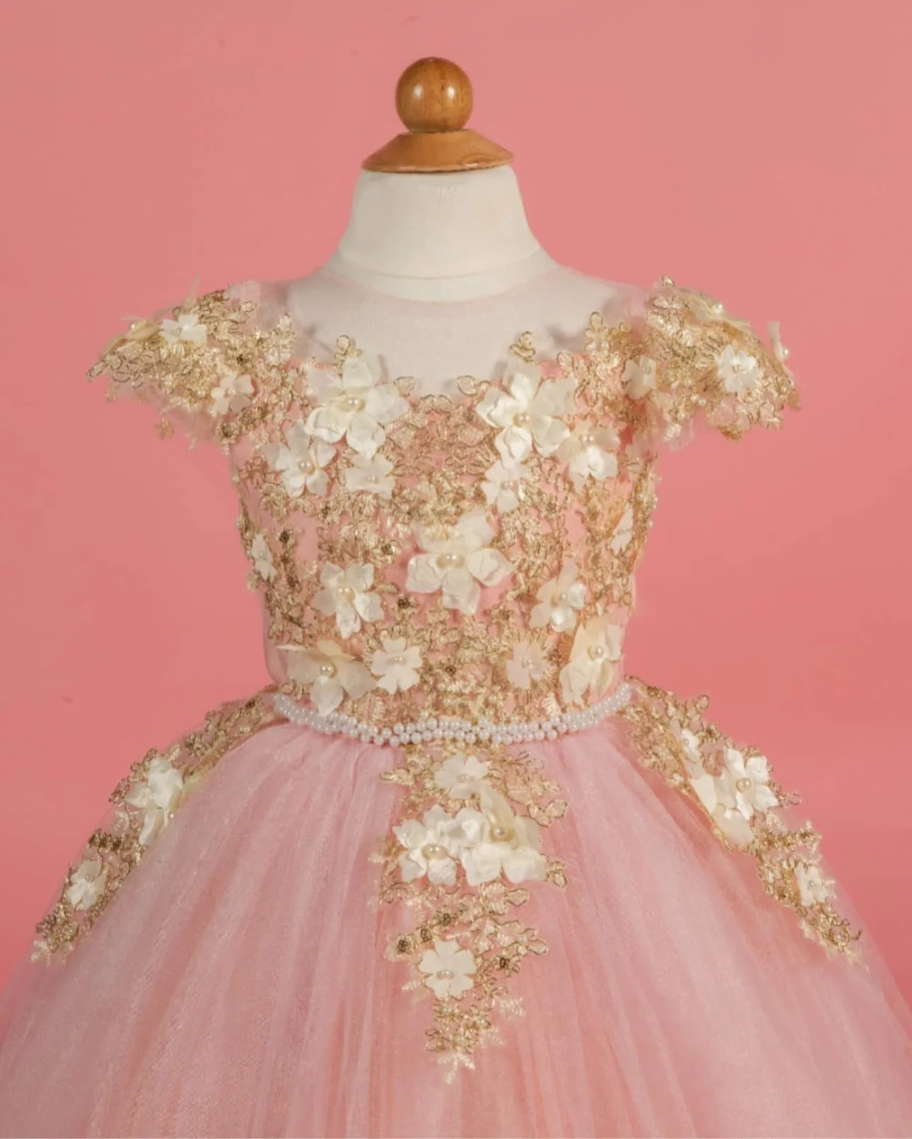Robe à fleurs rose personnalisée pour filles, avec nœud appliqué, manches courtes, pour enfants, mariage, fête d'anniversaire, bal, robe de sainte Communion