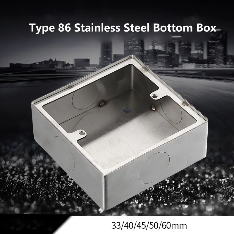 Type 86 Stainless Steel Button Box Surface Mount Universal Wall Switch Socket Junction Box 25mm Import