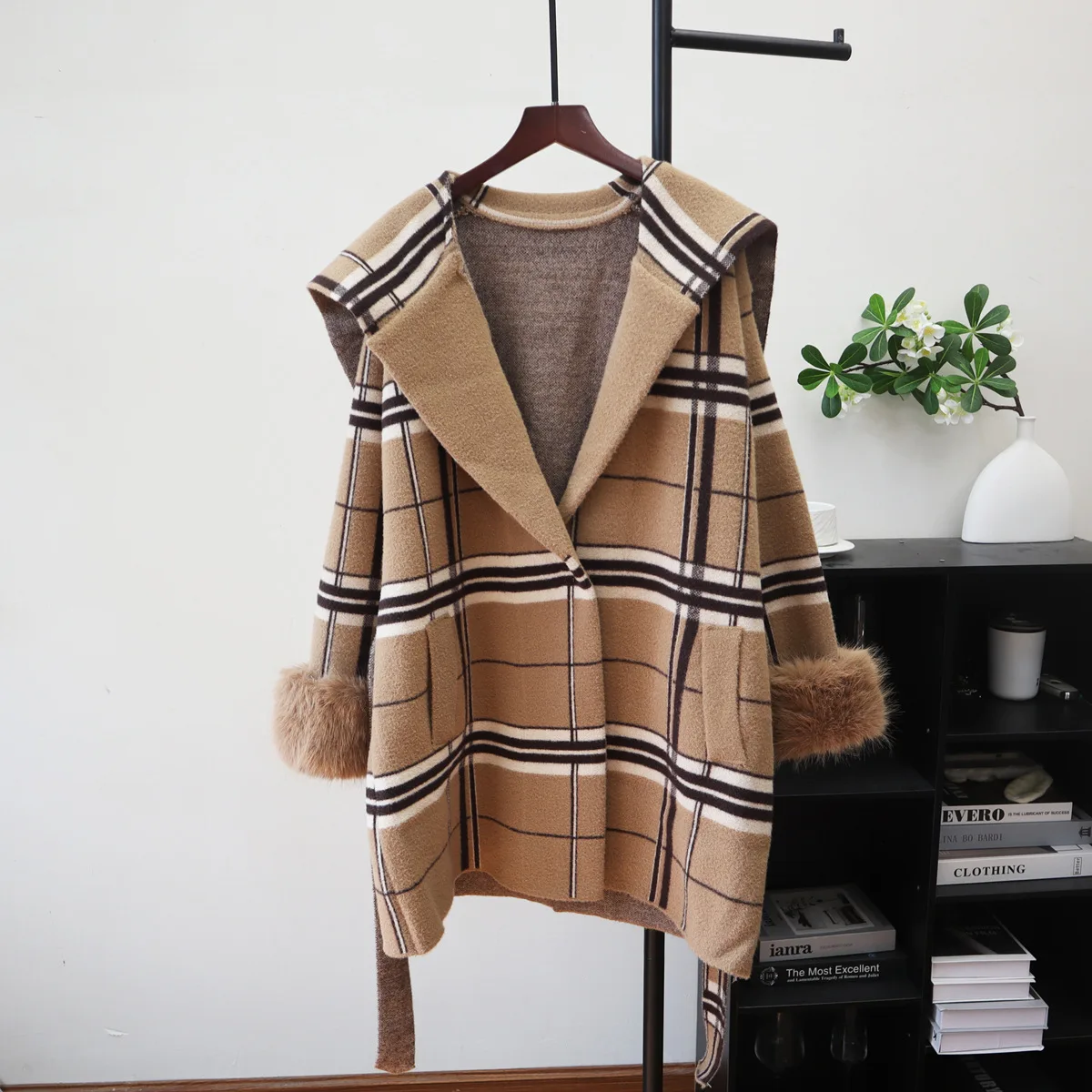 

Cardigan Women Sweaters Coats Turn Down Collar Jackets Plaid Full Sleeve Jumpers Y2k Streetwear Elegant Open Stith Autumn Winter