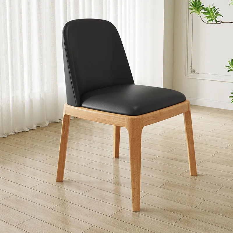 #Nordic Solid Wood Dining Chairs, Home Minimalist Restaurant Chairs, Wooden Soft Bags, Homestay Backrests Chairs