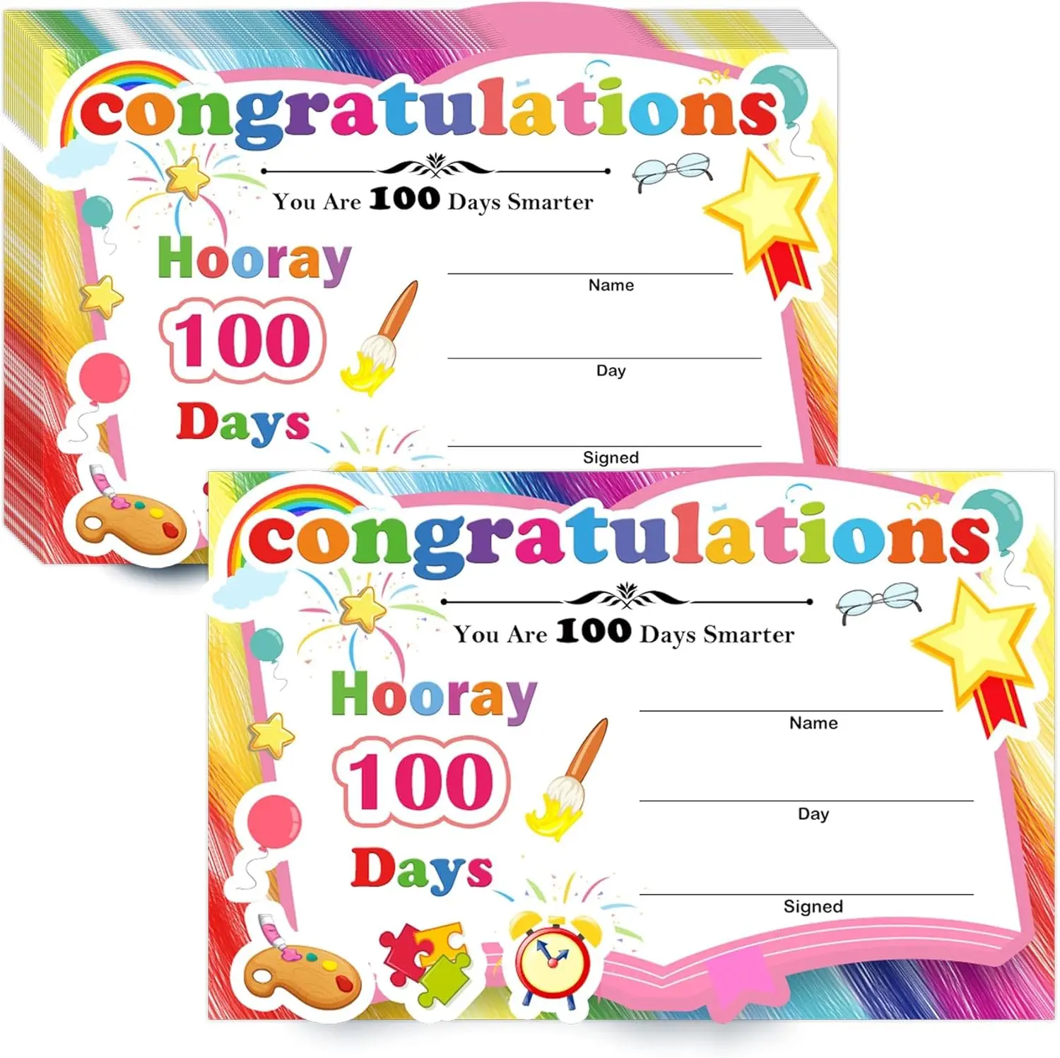 

25 шт. Сертификаты на загородку в честь 100-го дня школы. Сертификаты на награда за распознавание.