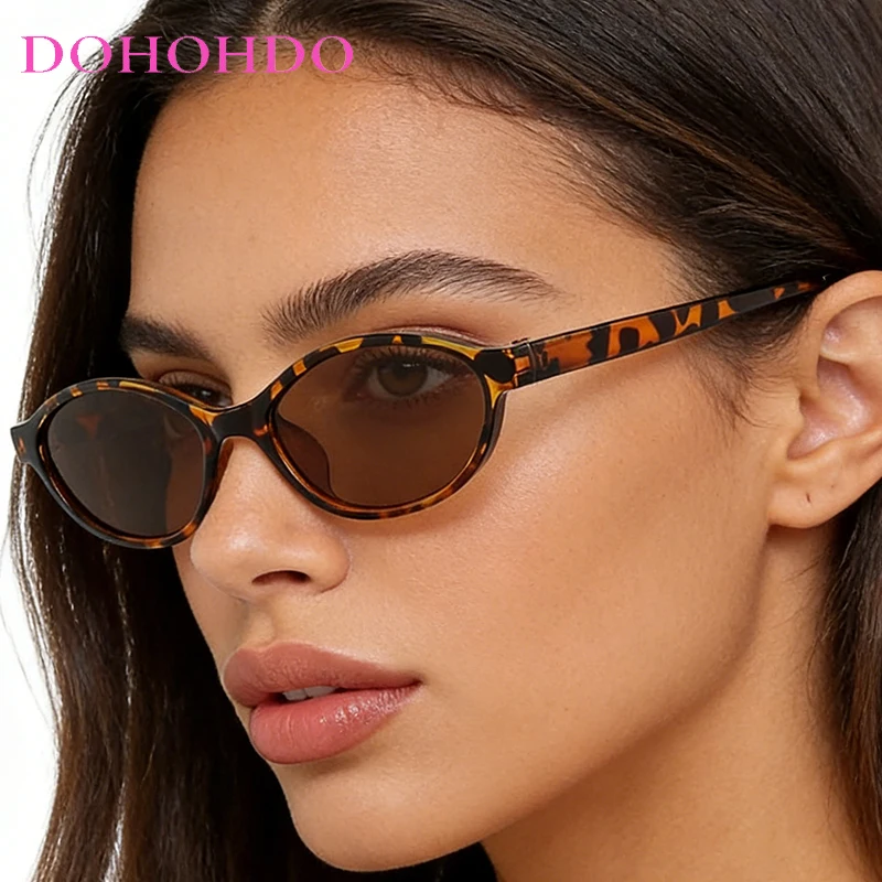 

Cute Oval Small Frame Sunglasses Men Women 2026 Retro Style Sexy Brown Sun Glasses Ladies Trendy Fashion Decorative Shades UV400