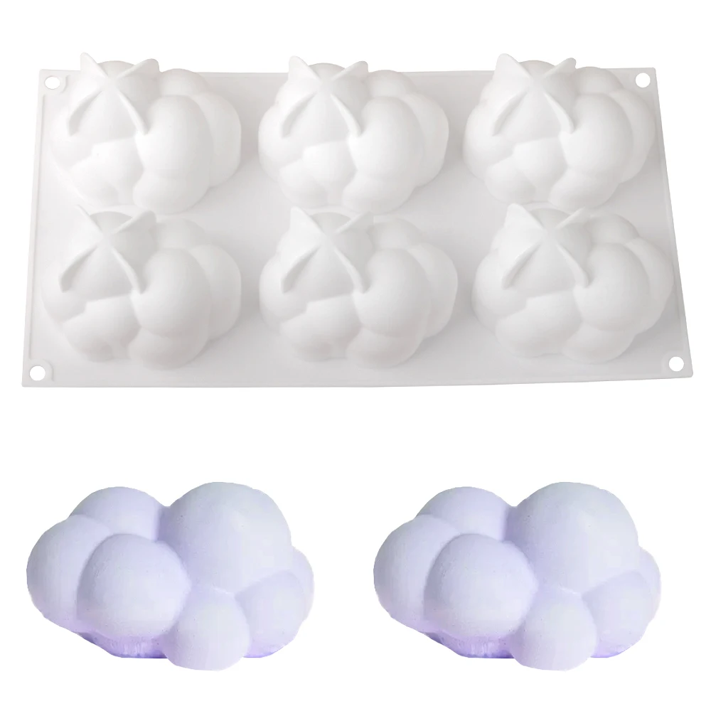 

6 Cavity Large Cloud Shaped Mousse Cake Silicone Mold Pudding Chocolate Dessert Mold and French Pastry Baking Mold