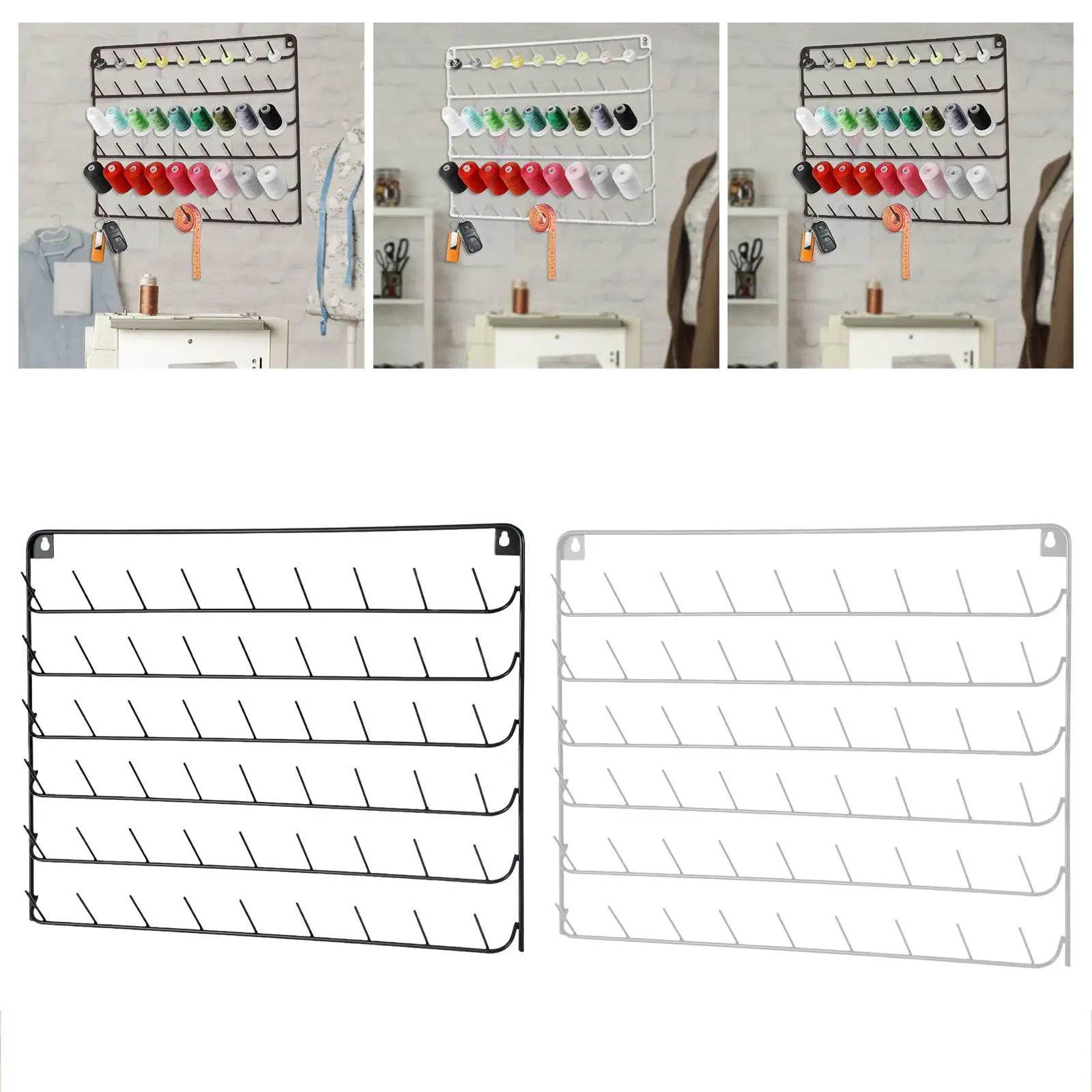 Thread Holder Wall Mounted Spool Rack for Braid Knitting Organizing Jewelry