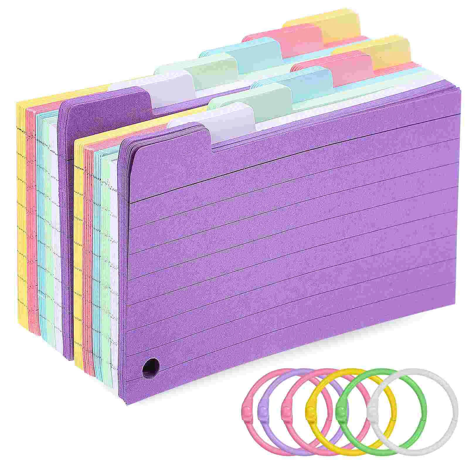 300 Sheets Coil Memo Pad Index Cards Six Colors with Rings Note Study Vocabulary Make Your Own