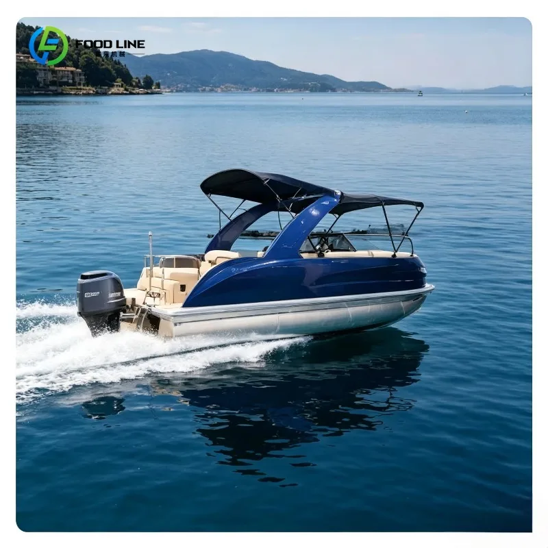 Aluminum Dual Console Pontoon Boat S22B Sport Arch Top CE Lake Ocean Entertainment Cruising OEM Customized