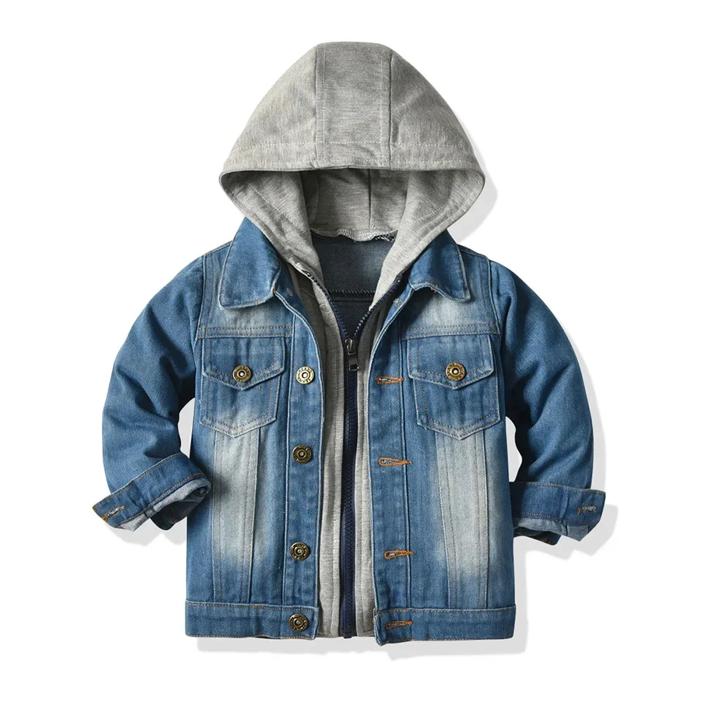 

Baby Boys Girls Denim Jacket Kids Toddler Button Down Jeans Jacket Top Coat Outerwear Casual Clothes Grey Hoodie