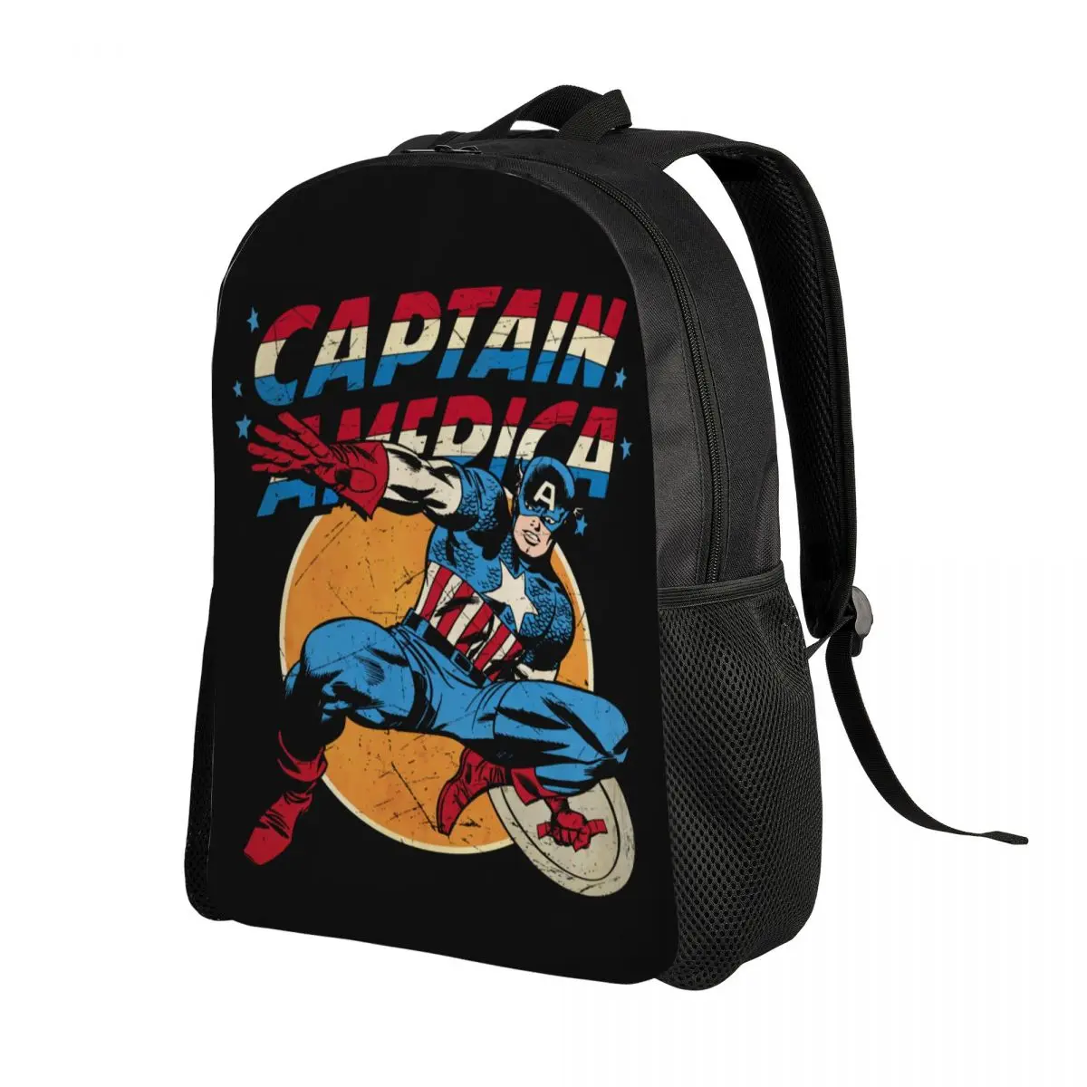 Custom Captain America Vintage Backpack for Boys Girls School College Travel Bags Men Women Bookbag Fits 15 Inch Laptop