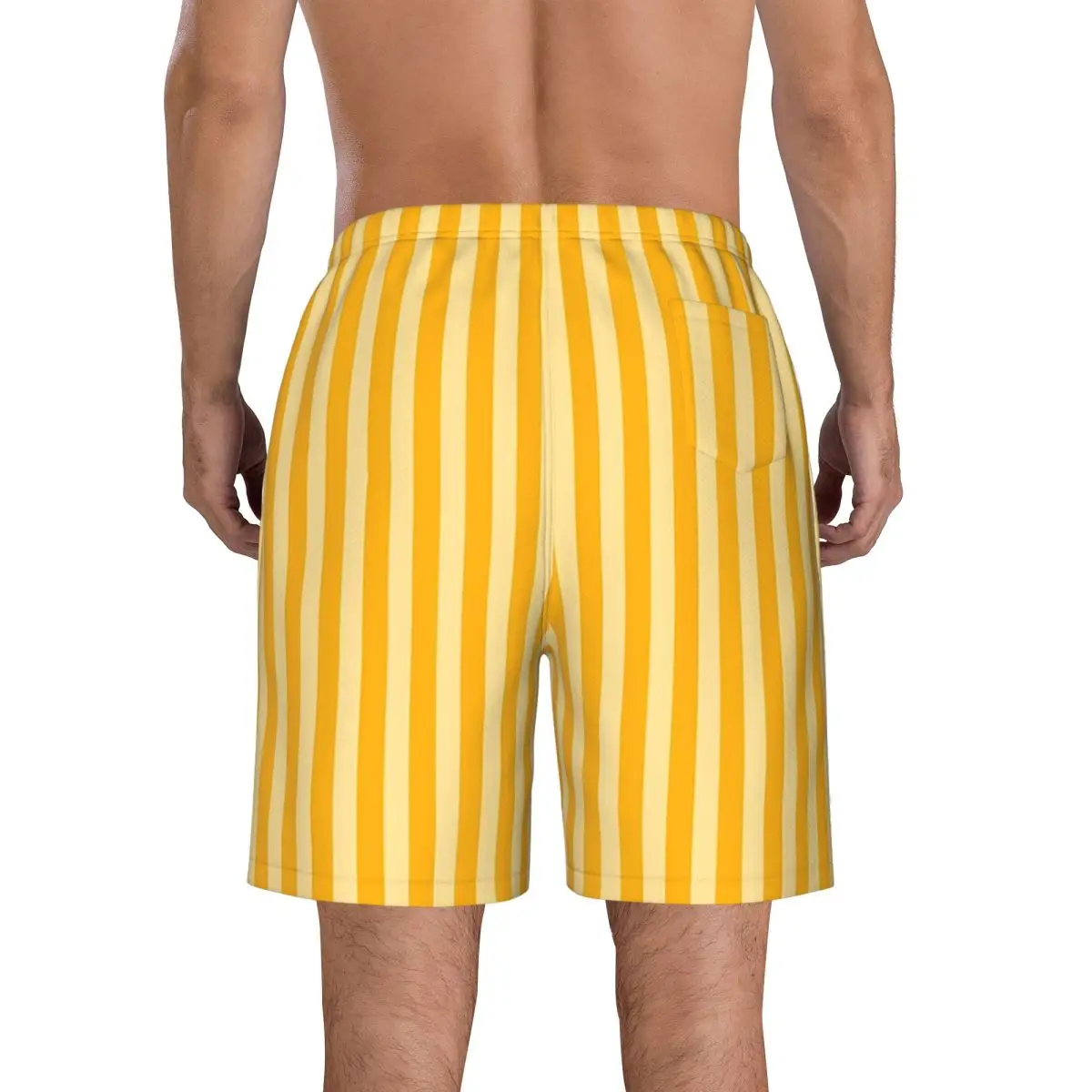 Striped Vertical 2 Yellow Trunks Beach Board Shorts Casual Quick Dry Swim Summer Men Pants