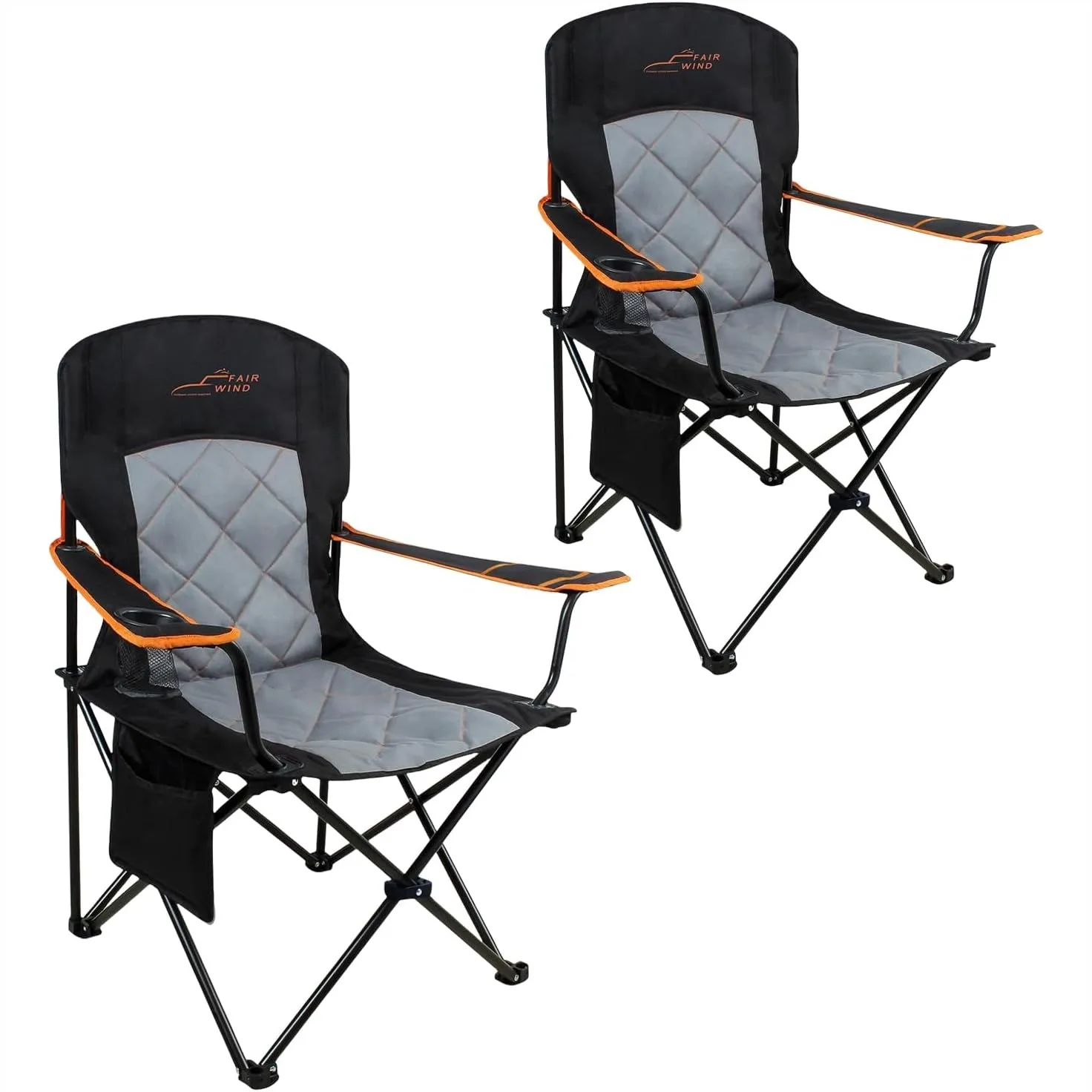 

Fully Padded Camping Chair 350LBS Capacity Heavy Duty Portable Chair with Cup Holder & Side Pocket for Outdoor, Tailgating