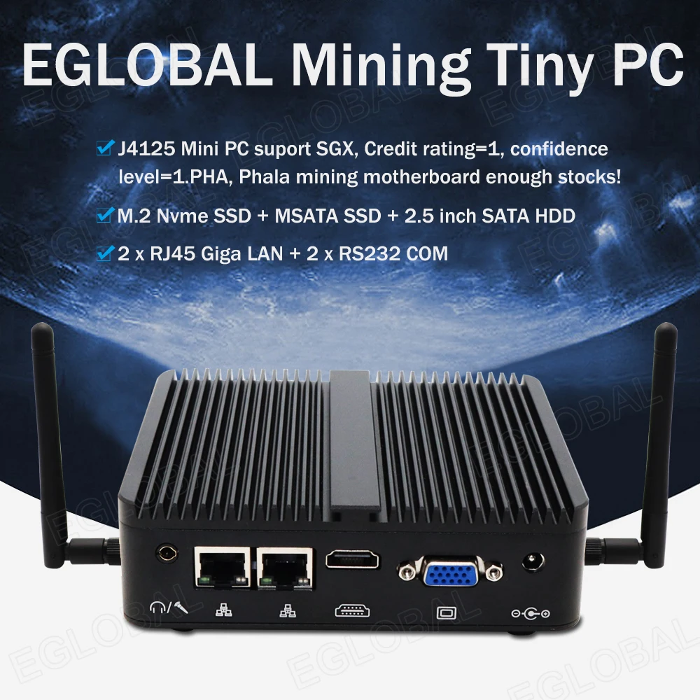 

EGLOBAL Mini PC Windows 11 OS Intel Celeron J4125/N4100 8GB RAM 256GB SSD Intel UHD Graphics600 1000Mbps Ethernet 2*LAN Computer