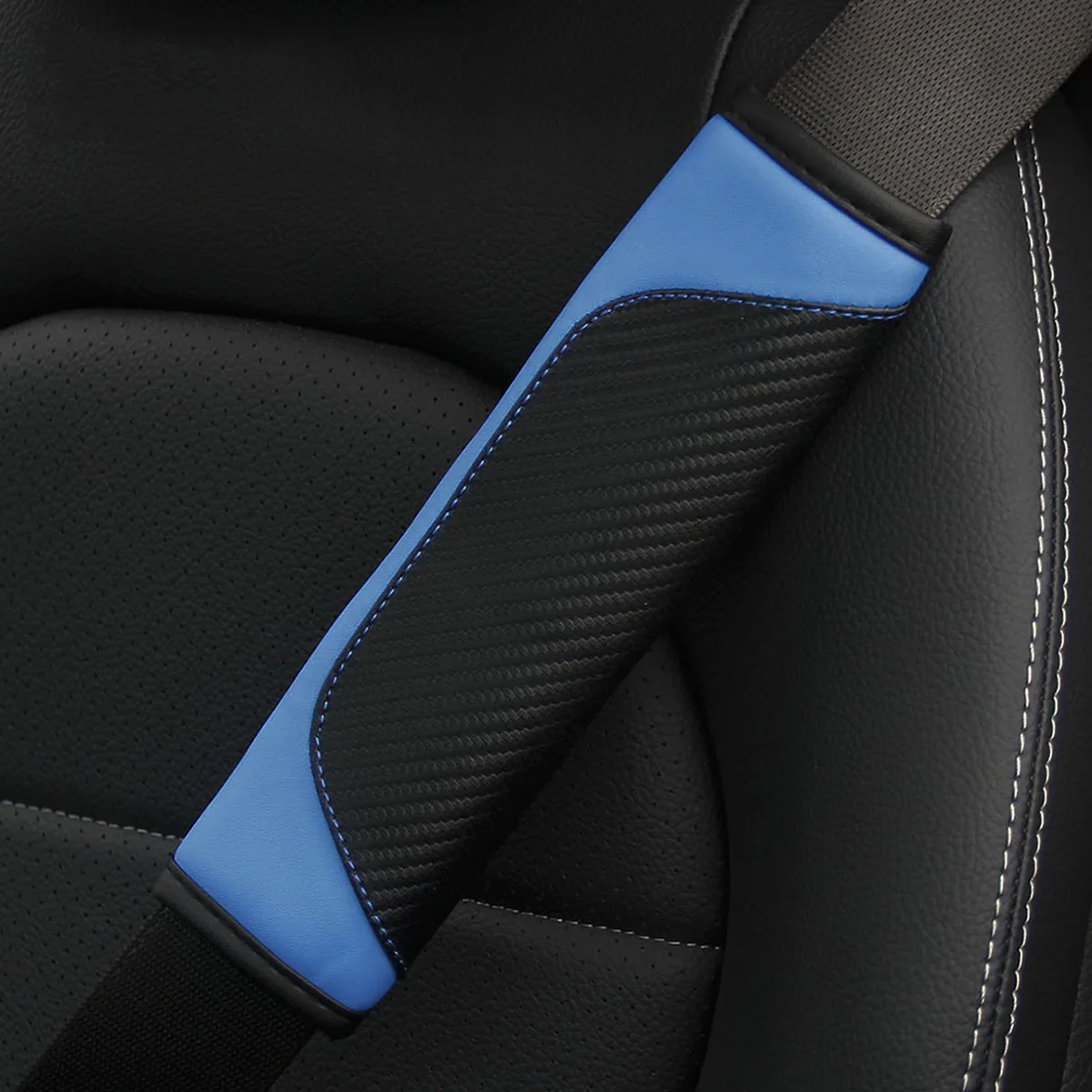 1 Set PU-Karbonfaser-Leder-Auto-Schultergurt-Dekoration für den Fahrzeuginnenraum, in verschiedenen Farben erhältlich – Detail 8