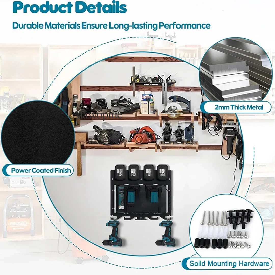 Multi functional Wall Mount Bracket For Makita Battery Case Holder Charger Power Tool Drill Fixed Storage DC18RD DC18RC BL1830