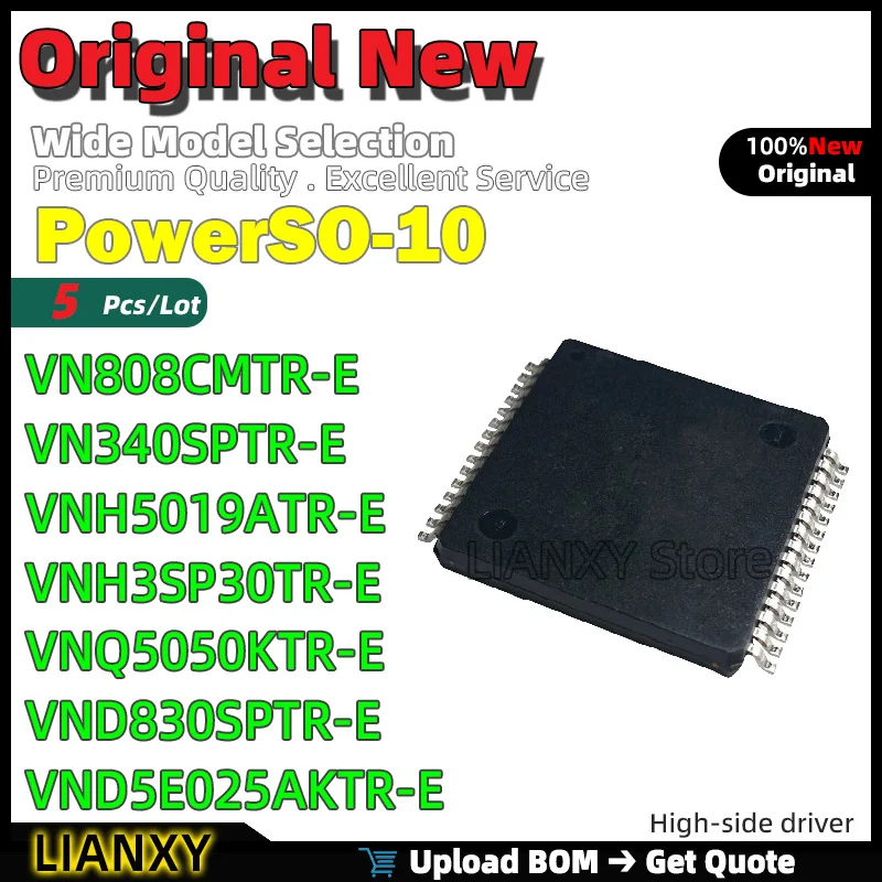 5pcs PowerSO-10 VN808CMTR-E VN340SPTR-E VNH5019ATR-E VNH3SP30TR-E VNQ5050KTR-E VND830SPTR-E VND5E025AKTR-E High-side driver New