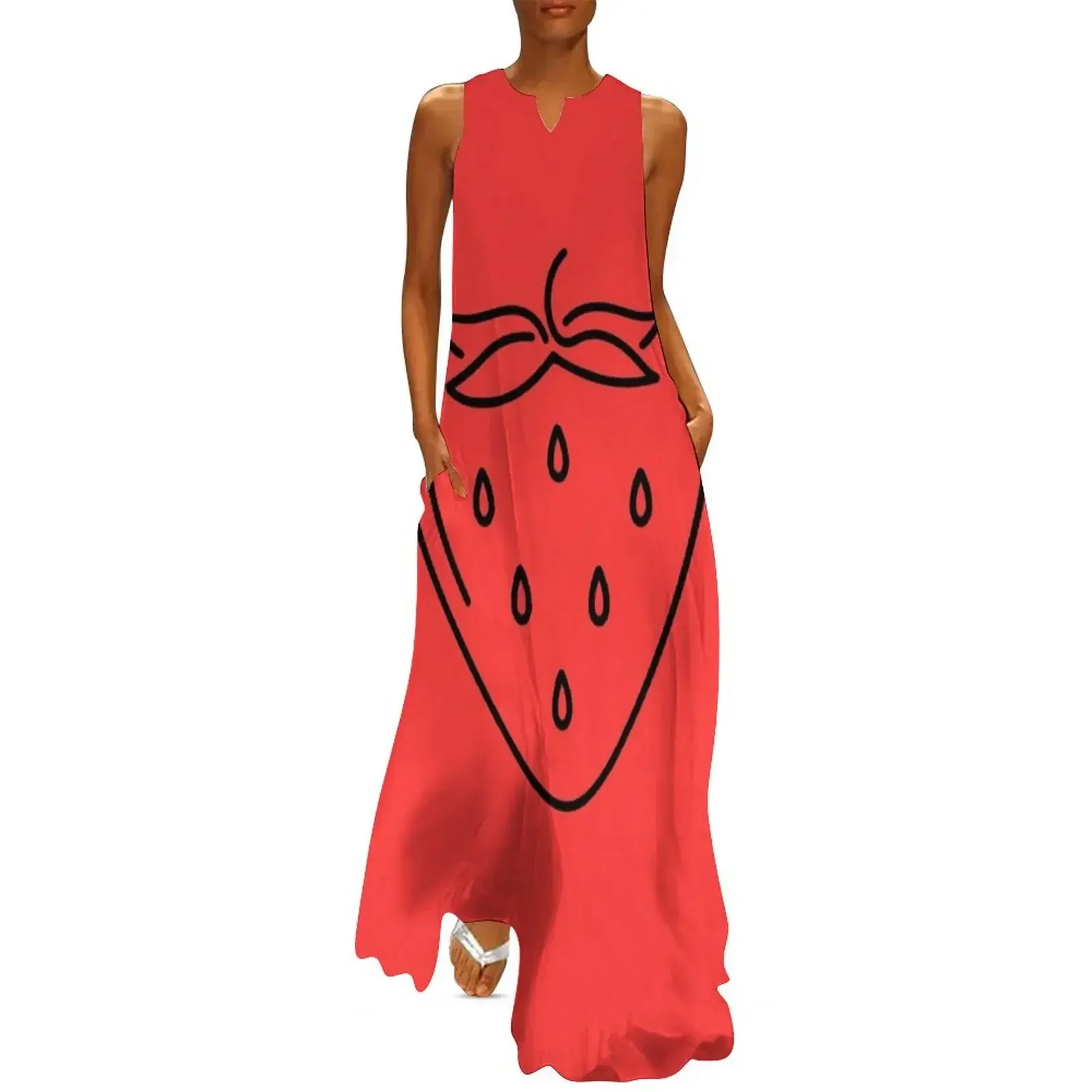 

Black Lin Strawberries Cute Long Dress party dresses women dresses for special events long sleeve dress Dress