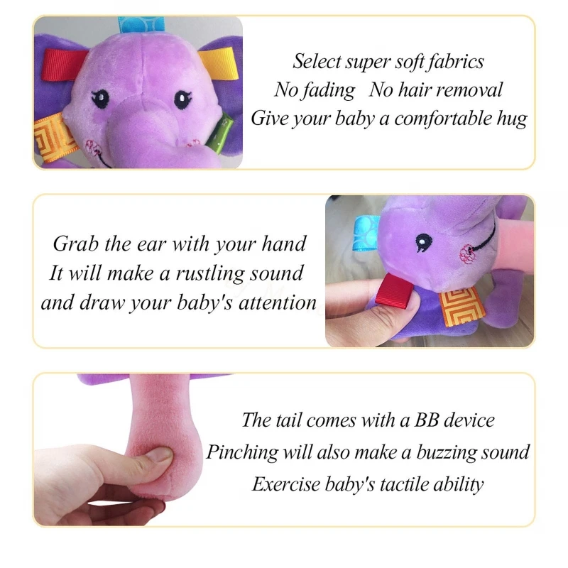 0-12 Months Baby Soft Plush Hand Rattle Squeaker Sticks for Toddlers Cartoon Stuffed Animal Teether Newborn Sensory Develop Toys