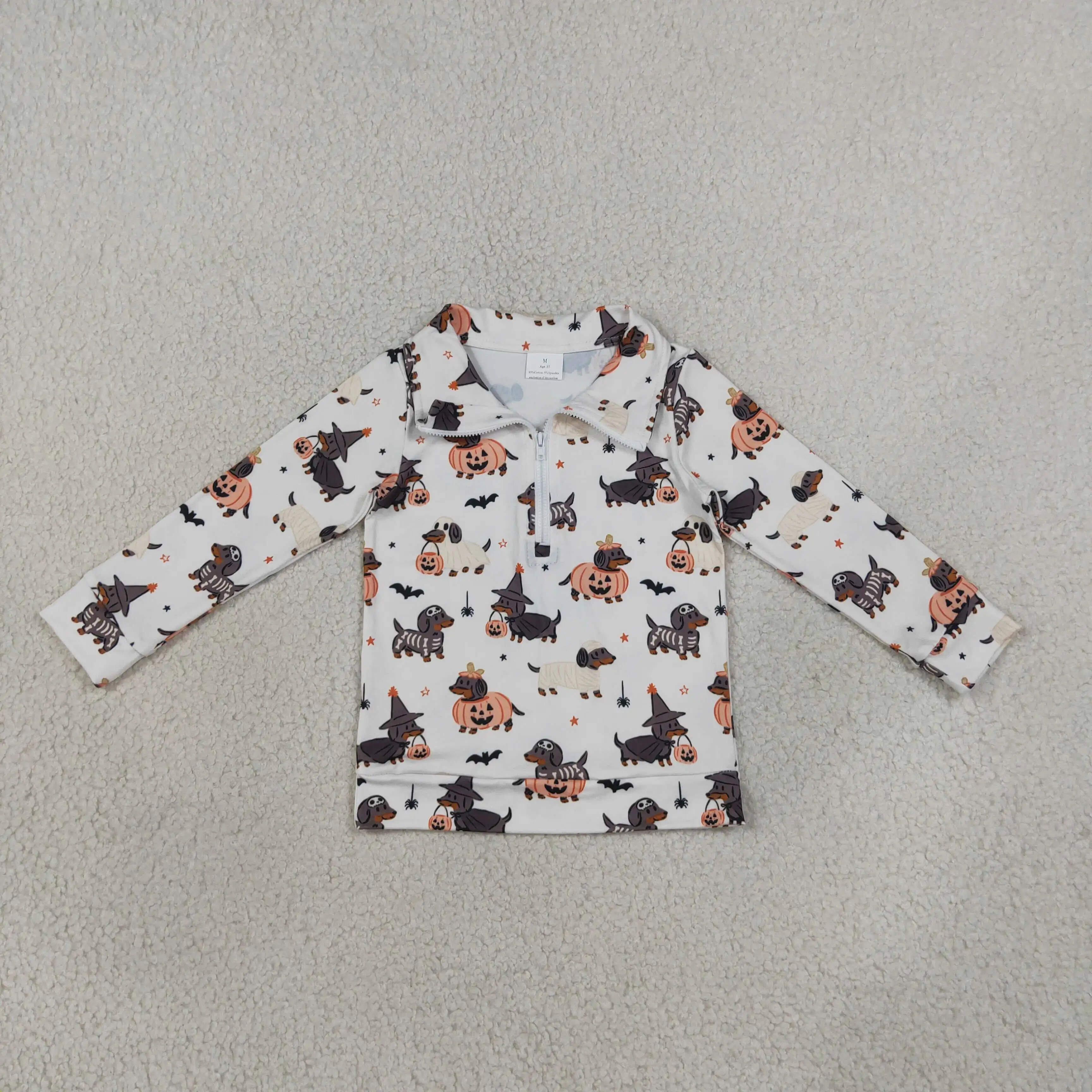 Wholesale Infant Children Long Sleeve Thanksgiving Clothes Toddler Boys Pullover Baby Boy Kids Wear Pumpkins Dogs Zip Shirts