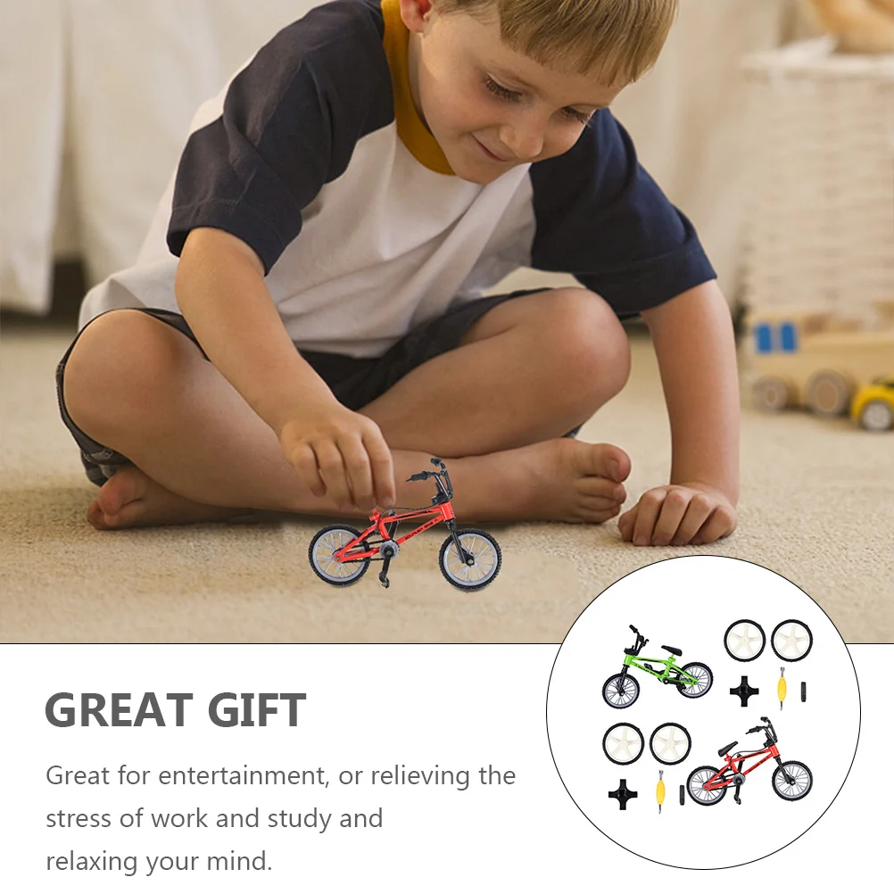 2Sets Finger Bike Desktop Competition Mini Aluminum Alloy Fingertip Movement Leisure Game Relaxing Desk Fun Mini Bike